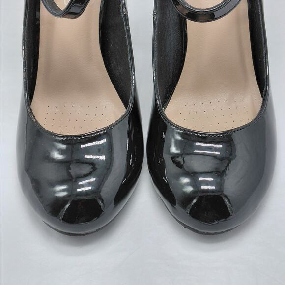 J. Adams Womens Mary Jane Chunky Block Heels Size 8 Black Patent Dress Shoes - Picture 8 of 15